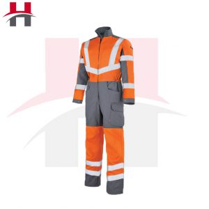 Combinaison de Travail Haute Visibilité Orange Fluo et Gris