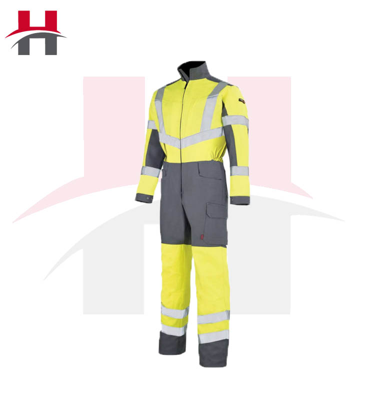 Combinaison de Travail Haute Visibilité Jaune et Gris